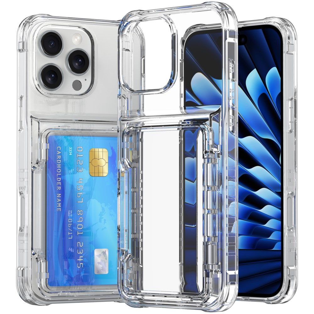  iPhone 16 Pro Skal Kickstand Med Korthållare Transparent