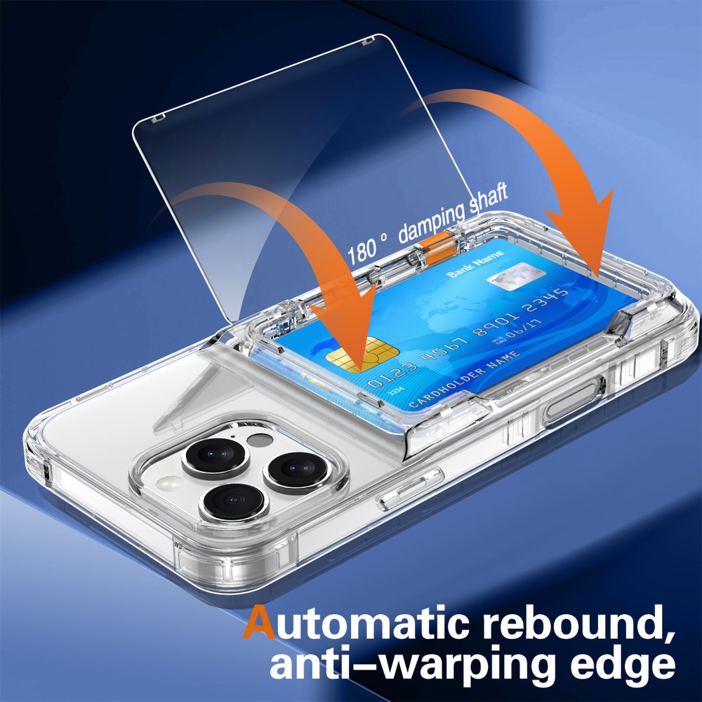  iPhone 16 Pro Skal Kickstand Med Korthållare Transparent