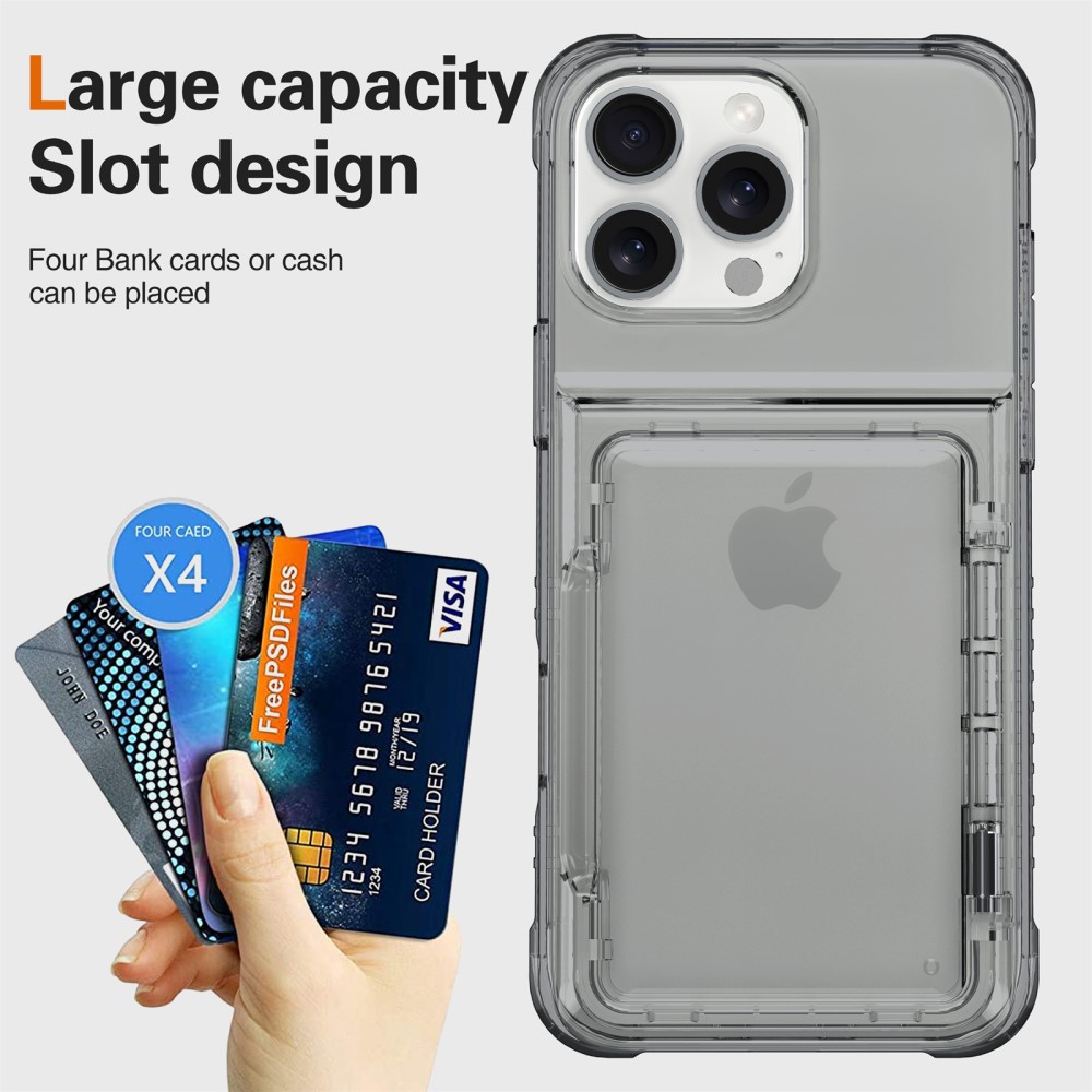  iPhone 16 Pro Skal Kickstand Med Korthållare Tonad Svart