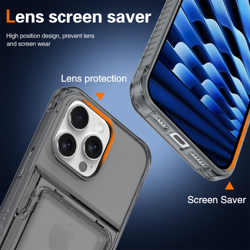  iPhone 16 Pro Skal Kickstand Med Korthållare Tonad Svart