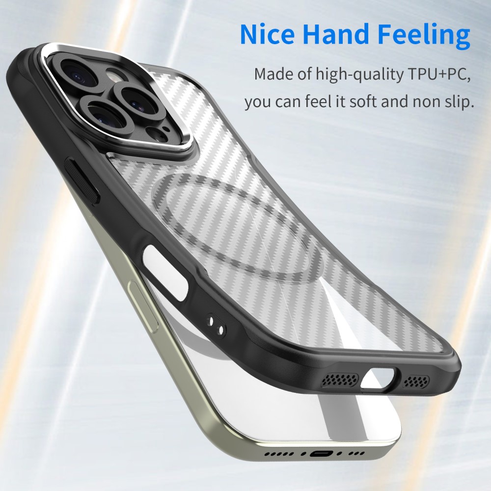  iPhone 16 Pro Skal MagSafe Kolfiber Textur Svart