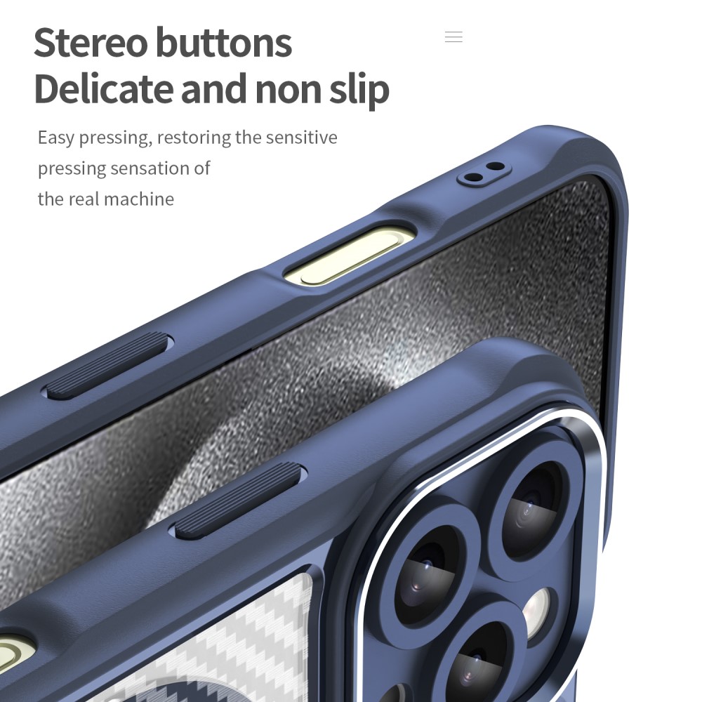  iPhone 16 Pro Skal MagSafe Kolfiber Textur Blå
