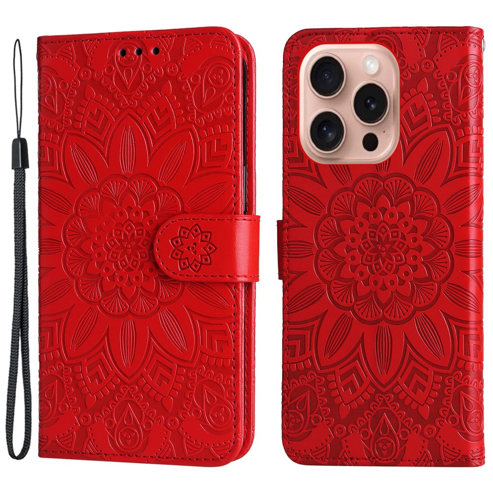 iPhone 16 Pro Fodral Läder Solros Röd