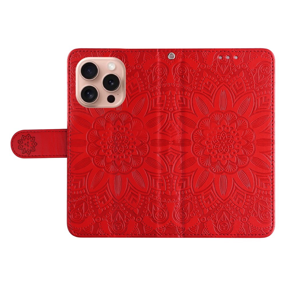  iPhone 16 Pro Fodral Läder Solros Röd