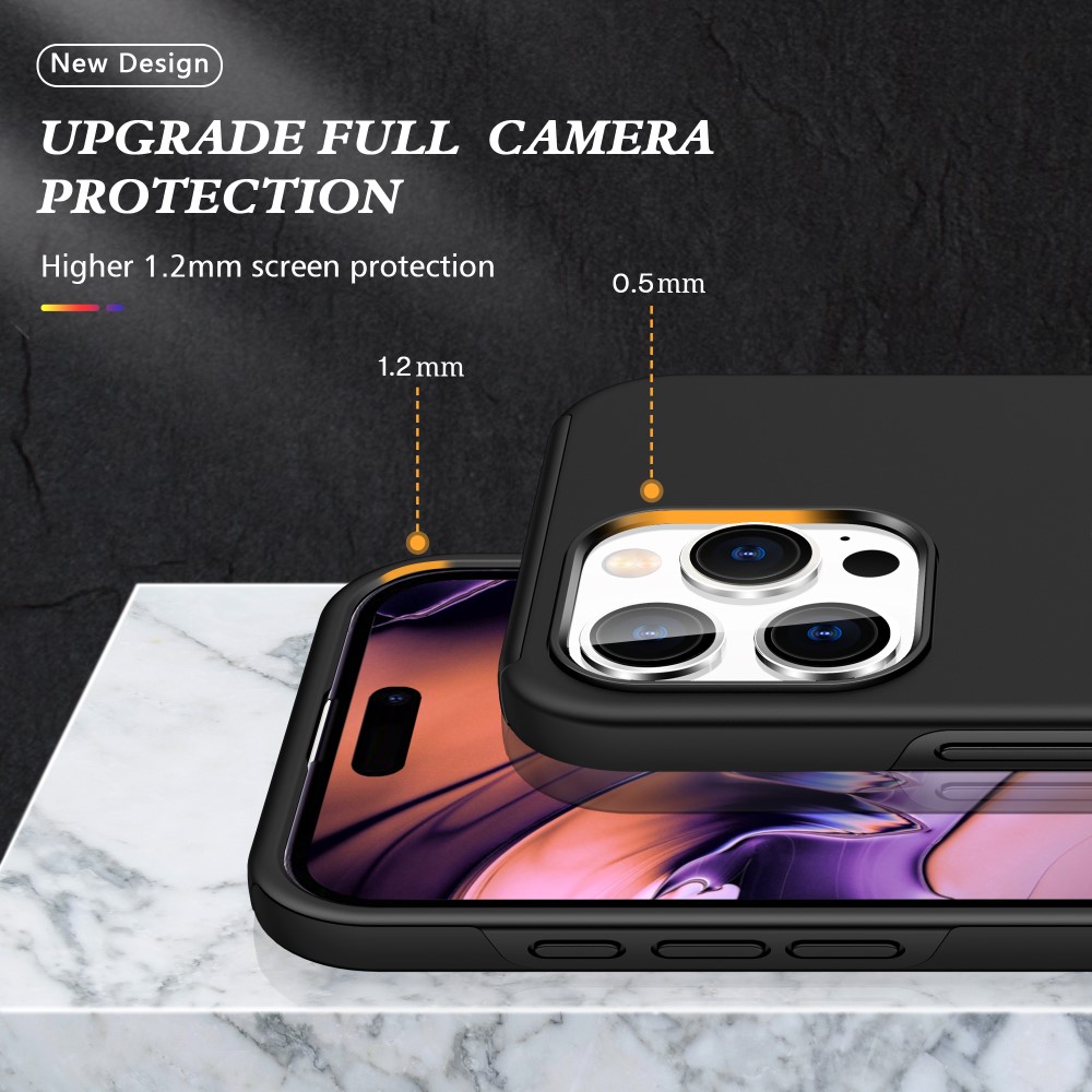  iPhone 16 Pro Skal Med Ringhållare Kickstand Svart