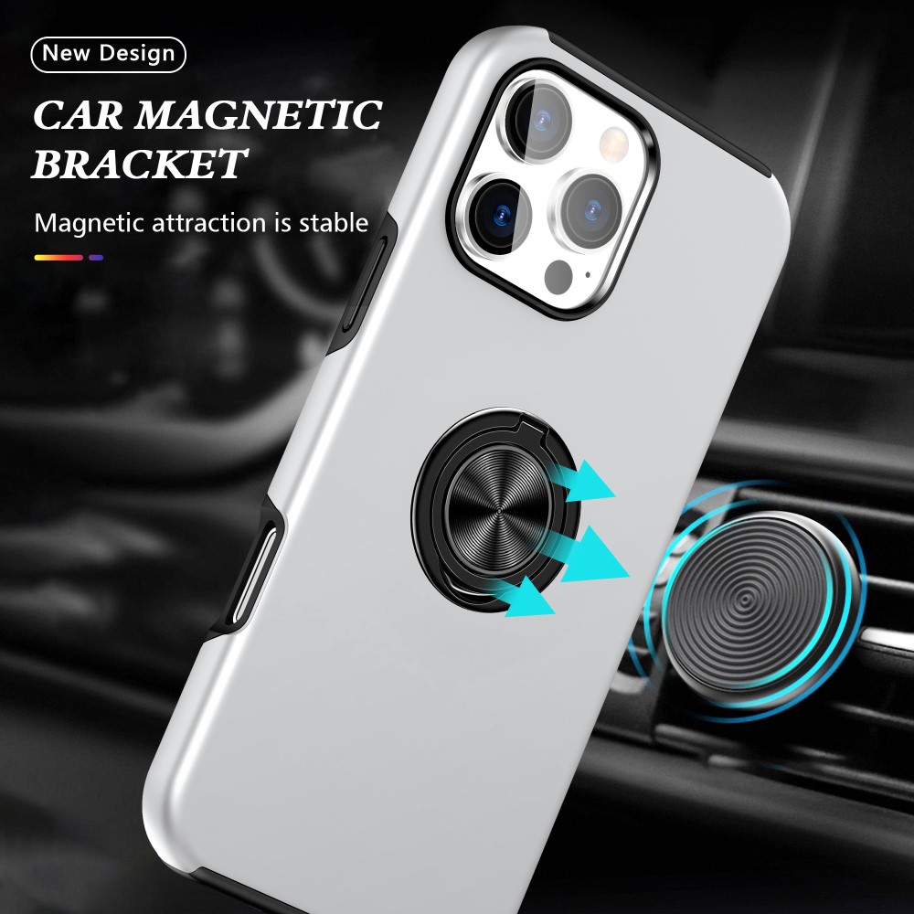  iPhone 16 Pro Skal Med Ringhållare Kickstand Silver