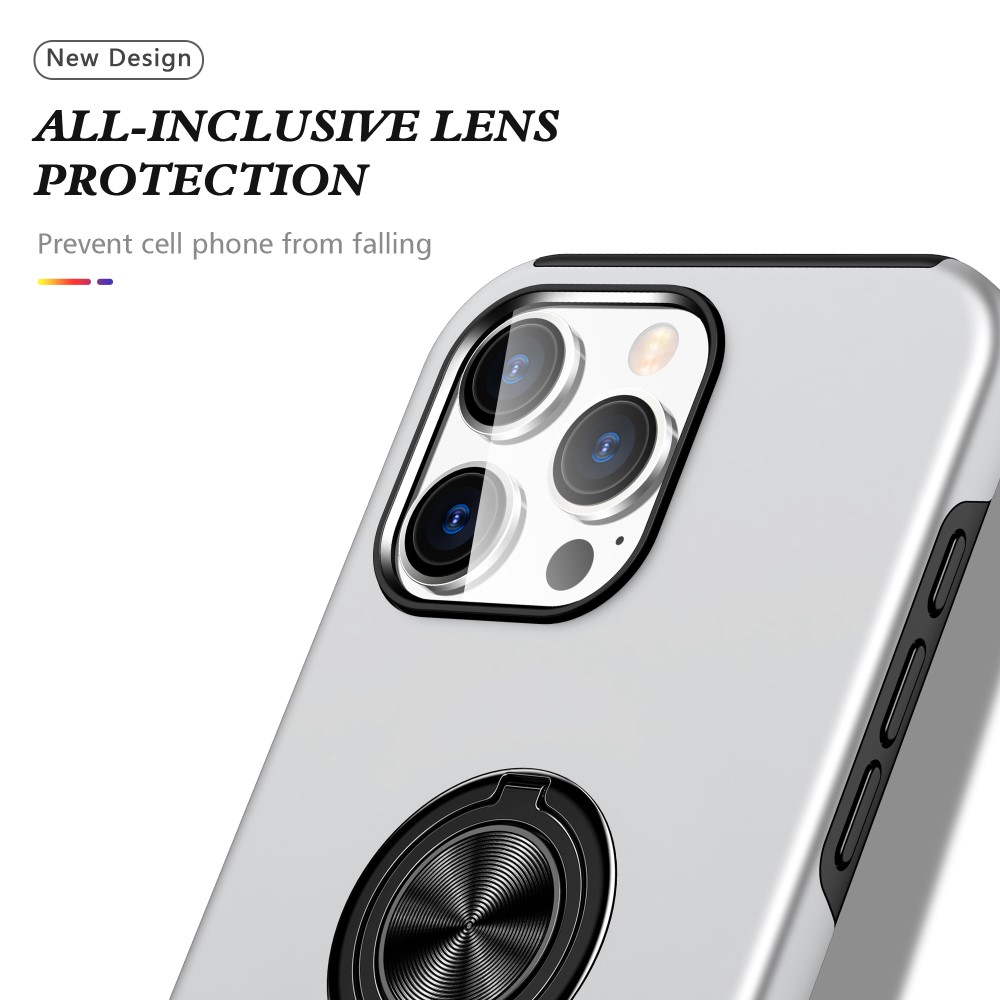  iPhone 16 Pro Skal Med Ringhållare Kickstand Silver