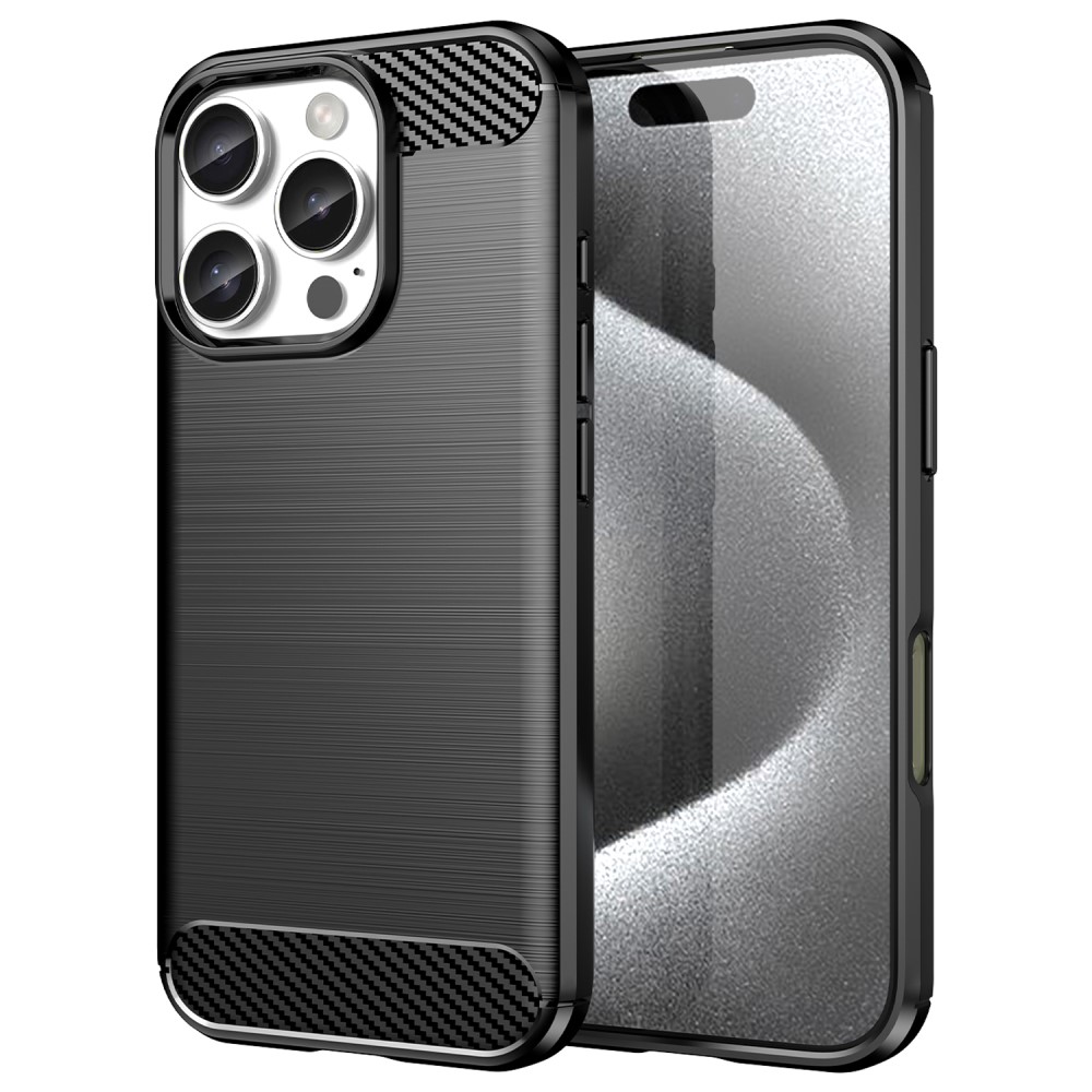  iPhone 16 Pro Skal Kolfiber Textur Svart