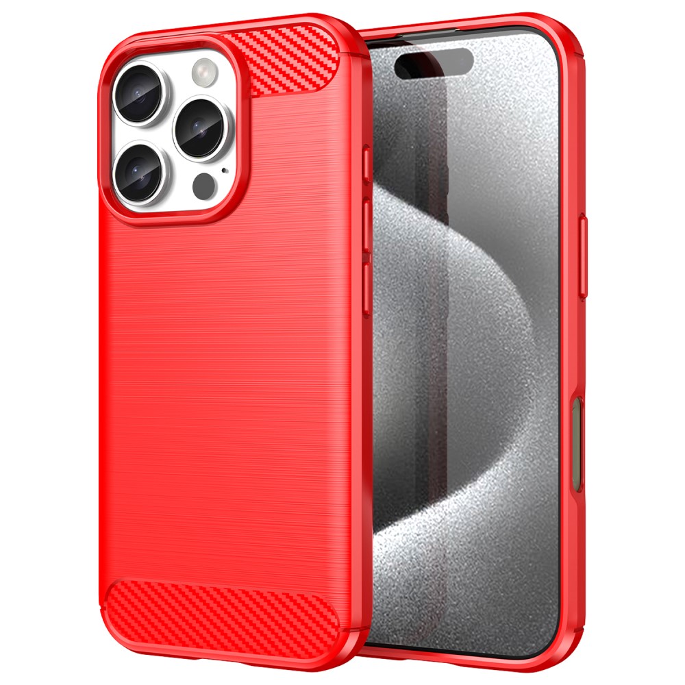 iPhone 16 Pro Skal Kolfiber Textur Röd