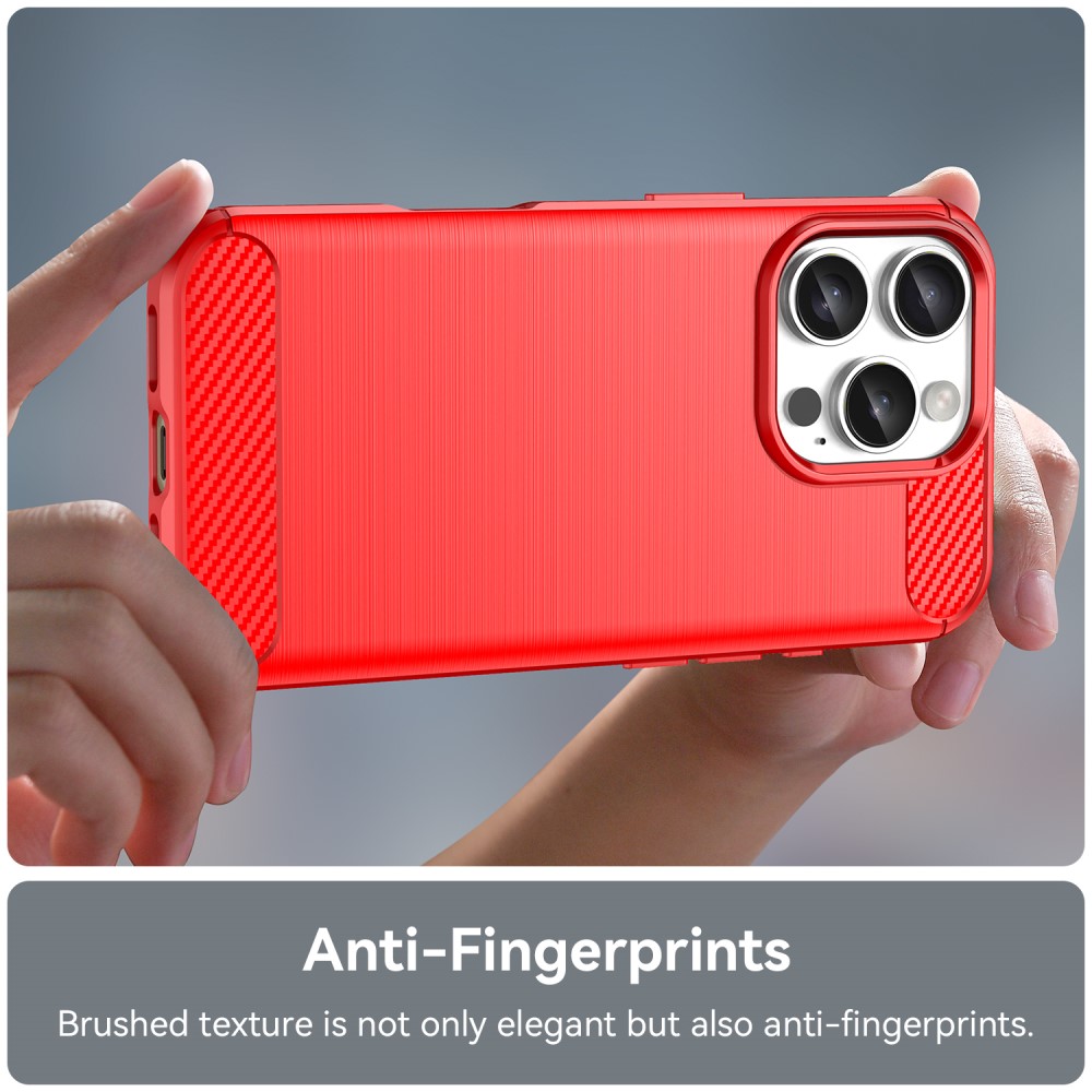  iPhone 16 Pro Skal Kolfiber Textur Röd