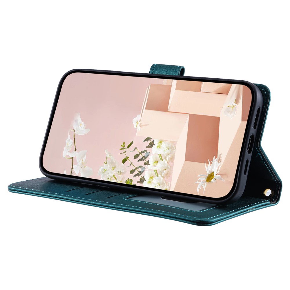  iPhone 16 Pro Fodral Rhombus Läder Grön