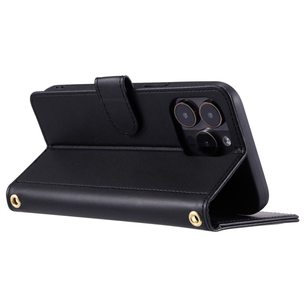  iPhone 16 Pro Fodral Rhombus Läder Svart