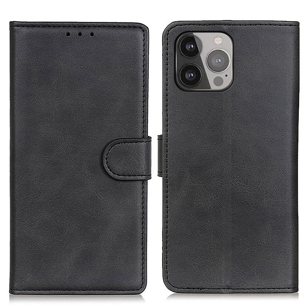  iPhone 16 Pro Fodral Med Kortfack Läder Svart