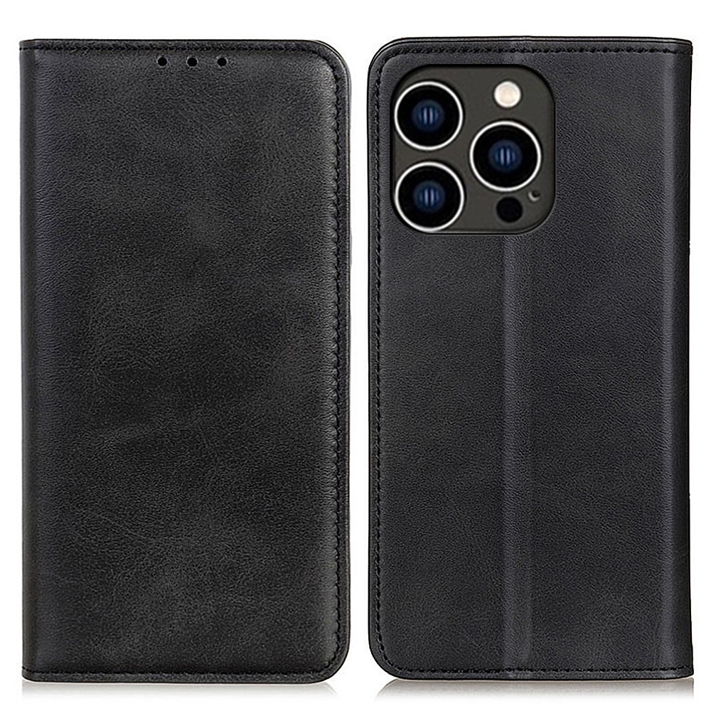  iPhone 16 Pro Fodral Flip Läder Svart