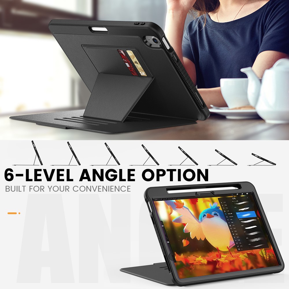  iPad Air 11 2026-2024 Fodral Läder Kickstand Korthållare