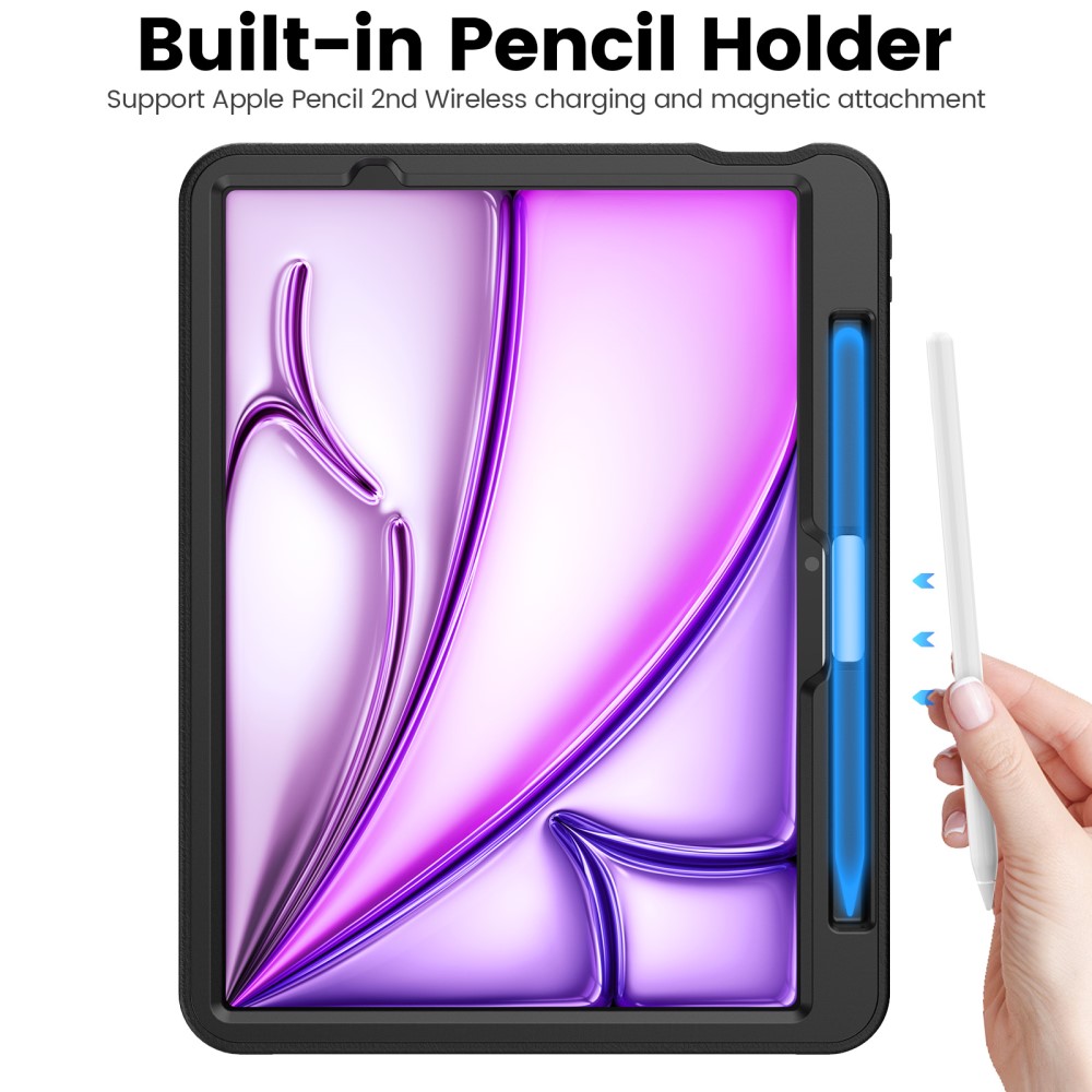  iPad Air 11 2026-2024 Fodral Läder Kickstand Korthållare