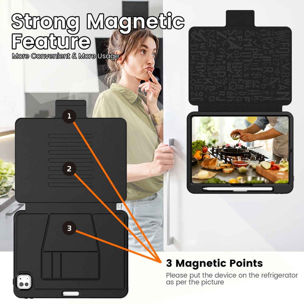  iPad Pro 11 2025/2024 Fodral Läder Kickstand Korthållare Svart