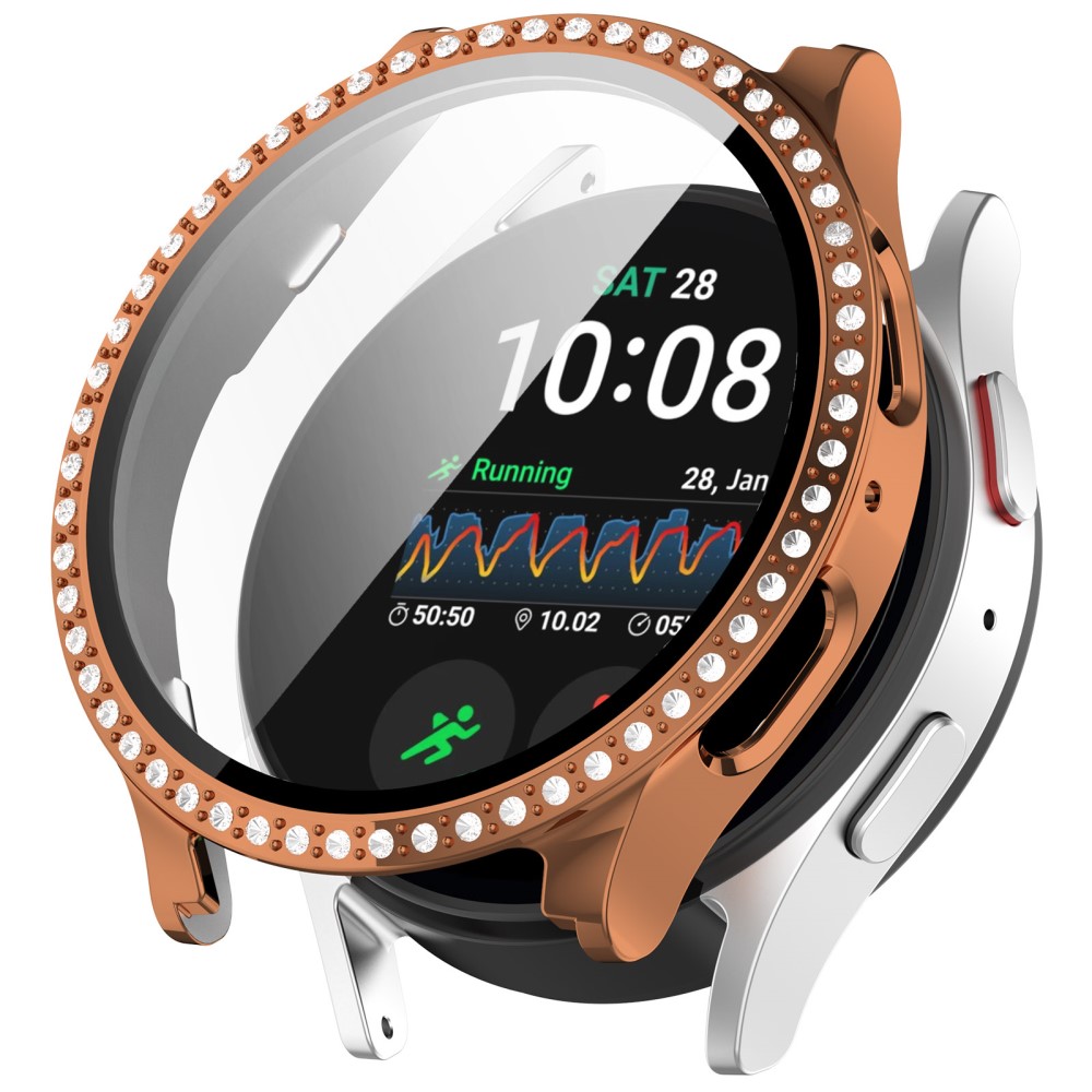  Galaxy Watch 7 44 mm Skal Med Skärmskydd Strass Roséguld