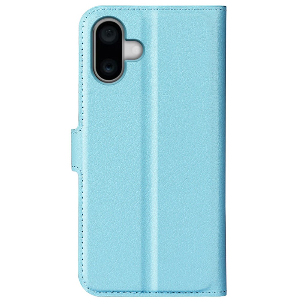  iPhone 16 Plus Fodral Litchi Läder Blå