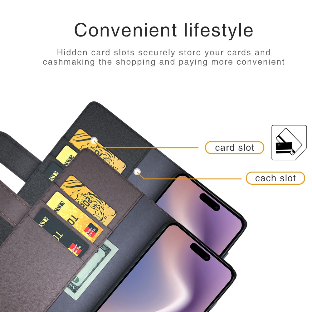  iPhone 16 Plus Fodral Premium Äkta Läder Svart