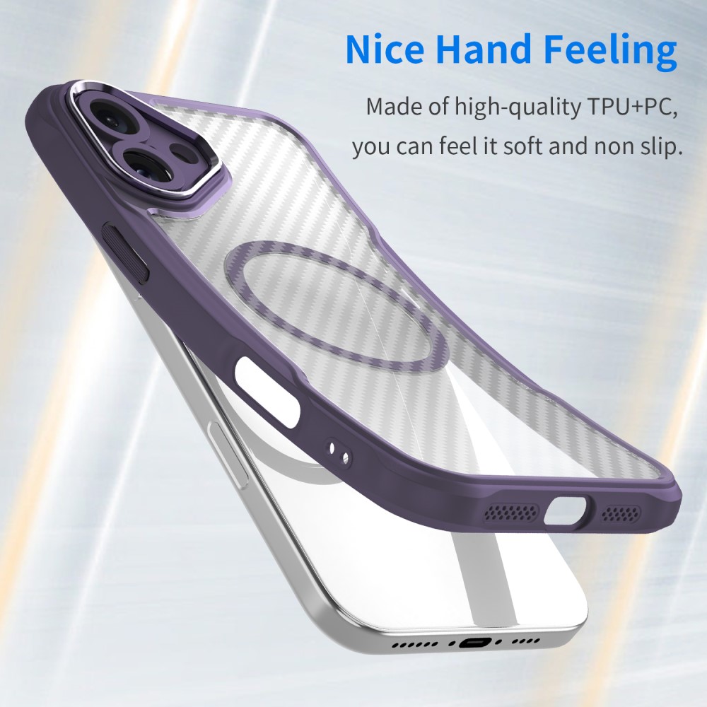  iPhone 16 Plus Skal Hybrid Kolfiber Textur MagSafe Lila
