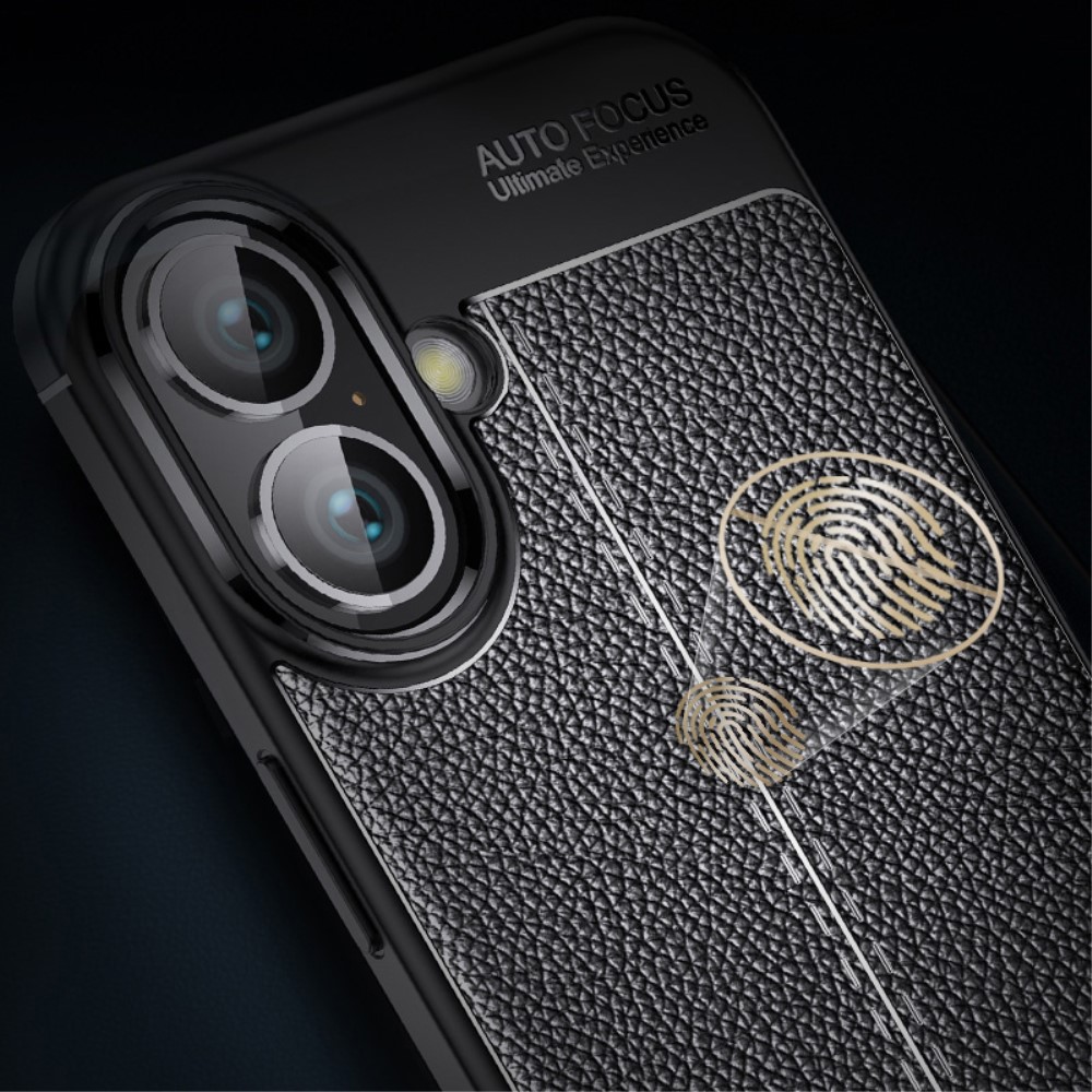  iPhone 16 Plus Skal Med Litchi Textur Blå