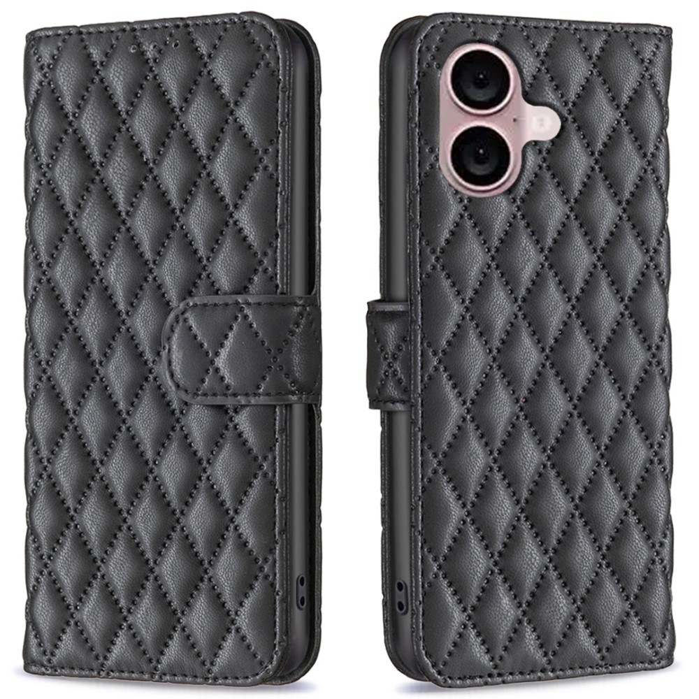  iPhone 16 Plus Fodral Diamond Läder Svart