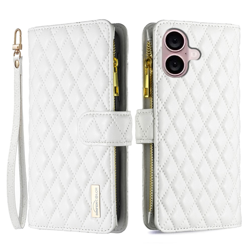 BINFEN BINFEN iPhone 16 Plus Fodral Diamond Multifunktionell Vit