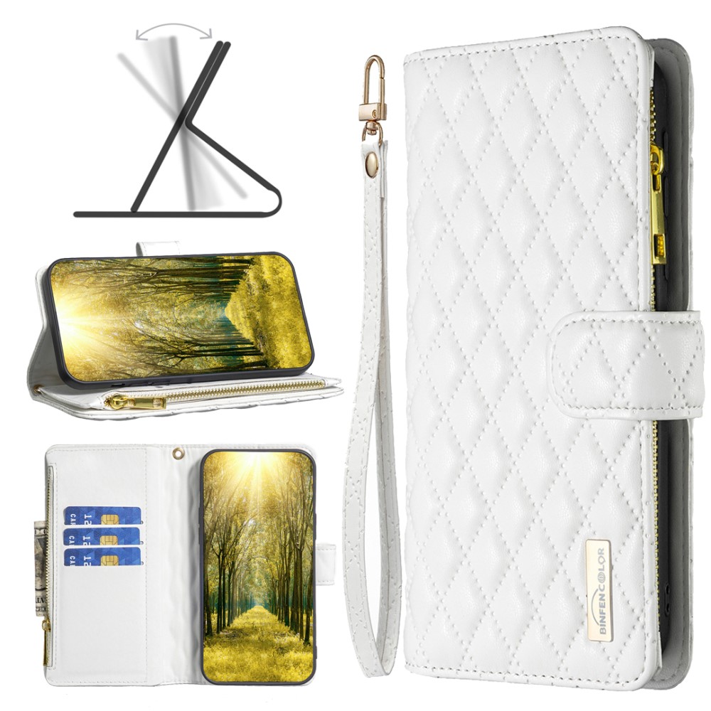 BINFEN BINFEN iPhone 16 Plus Fodral Diamond Multifunktionell Vit