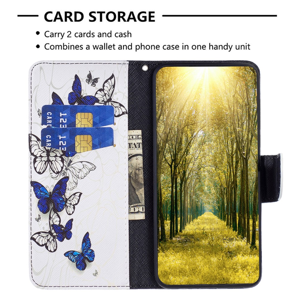 iPhone 16 Plus Fodral Med Tryck Blå Fjärilar