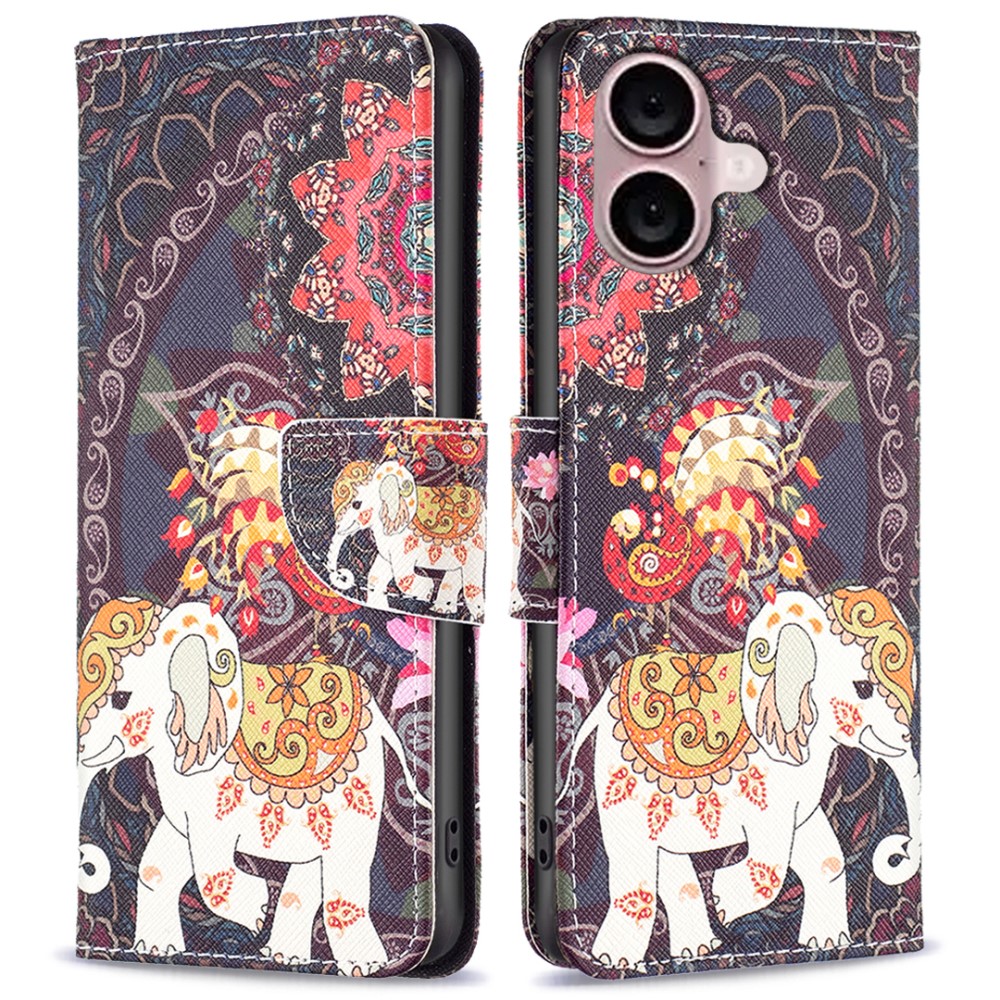 iPhone 16 Plus Fodral Med Tryck Mandala Elefant