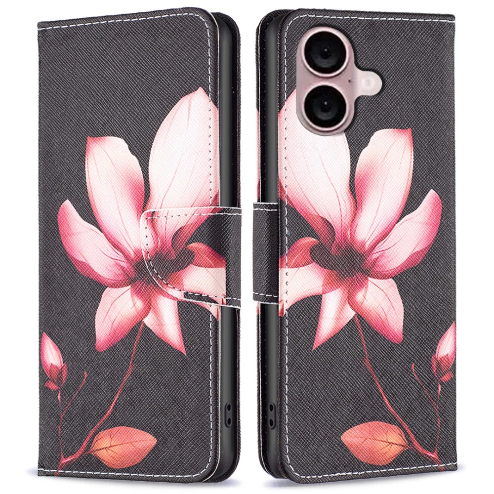  iPhone 16 Plus Fodral Med Tryck Rosa Blomma