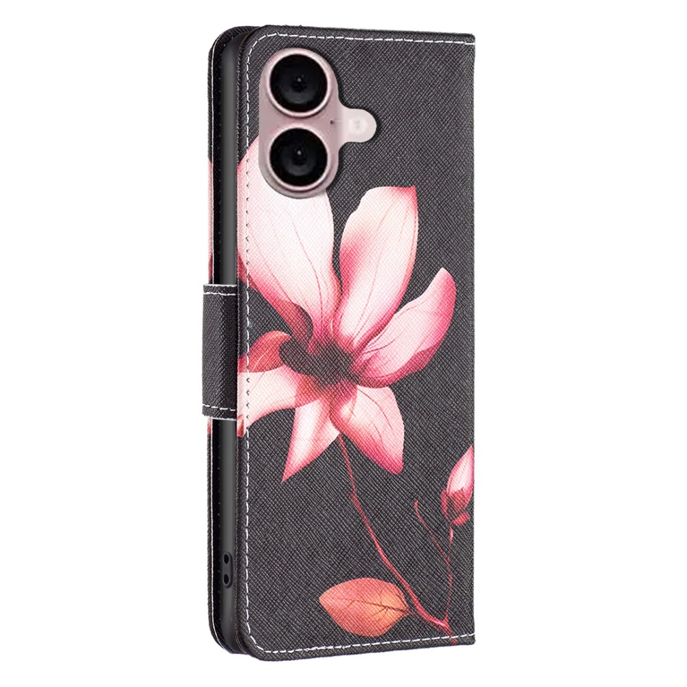  iPhone 16 Plus Fodral Med Tryck Rosa Blomma