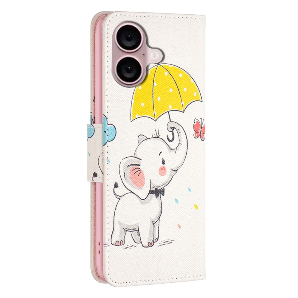  iPhone 16 Plus Fodral Med Tryck Baby Elefant Vit