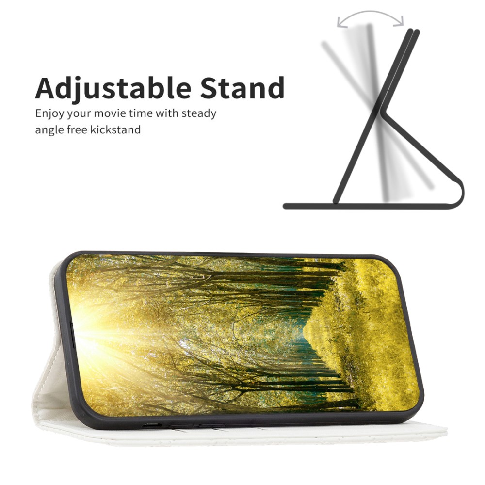  iPhone 16 Plus Fodral Diamond Flip Läder Vit