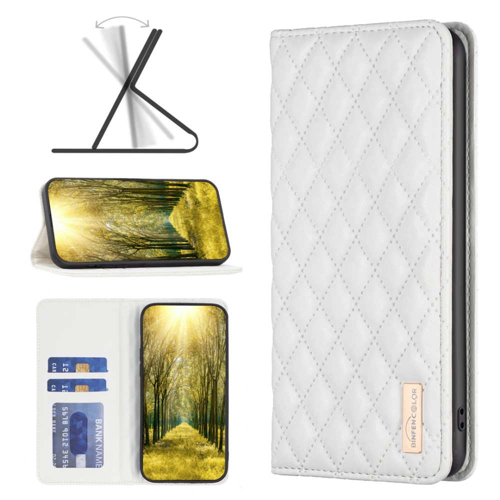  iPhone 16 Plus Fodral Diamond Flip Läder Vit