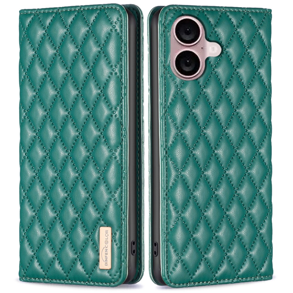 BINFEN BINFEN iPhone 16 Plus Fodral Diamond Flip Läder Grön
