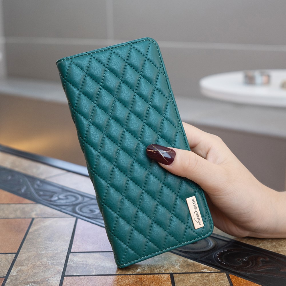 BINFEN BINFEN iPhone 16 Plus Fodral Diamond Flip Läder Grön