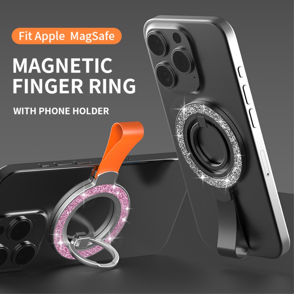  Magnetisk MagSafe Ring Hållare Glitter Silver