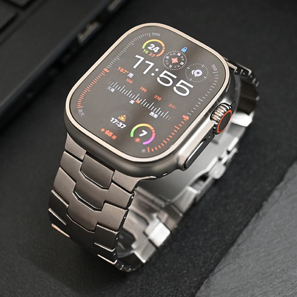  Apple Watch 42/44/45/46/49 mm Klockarmband Metall Svart