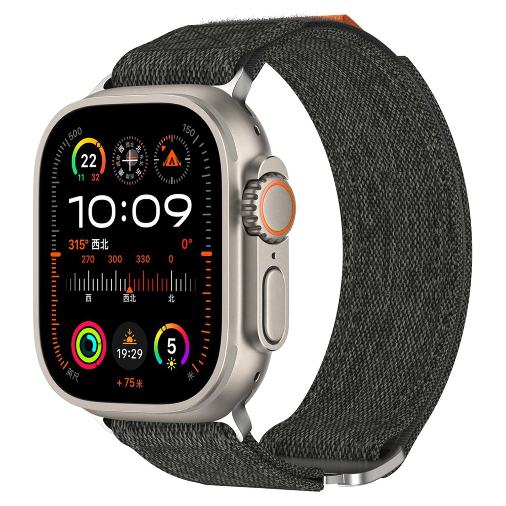  Apple Watch 38/40/41/42 mm Armband Justerbart Nylon Svart
