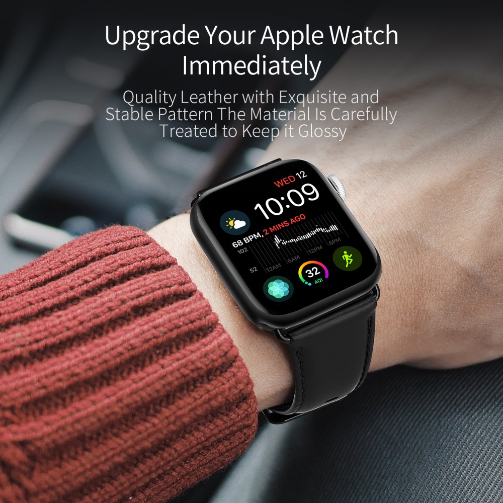 DUX DUCIS DUX DUCIS Apple Watch 38/40/41/42 mm Klockarmband Äkta Läder Svart