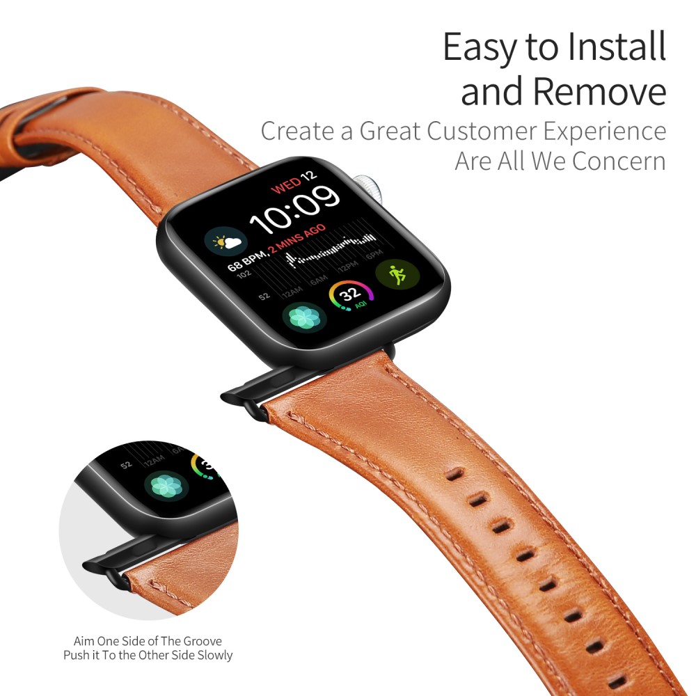 DUX DUCIS DUX DUCIS Apple Watch 38/40/41/42 mm Klockarmband Äkta Läder Brun