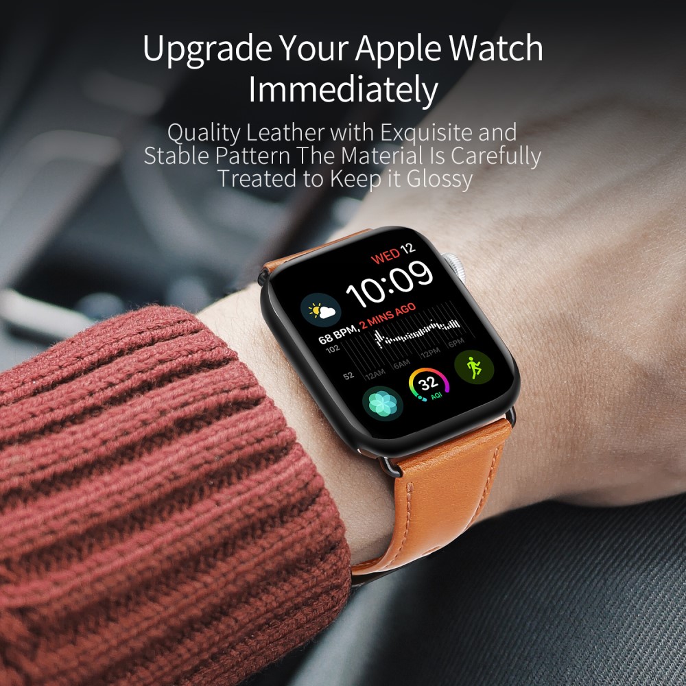 DUX DUCIS DUX DUCIS Apple Watch 38/40/41/42 mm Klockarmband Äkta Läder Brun