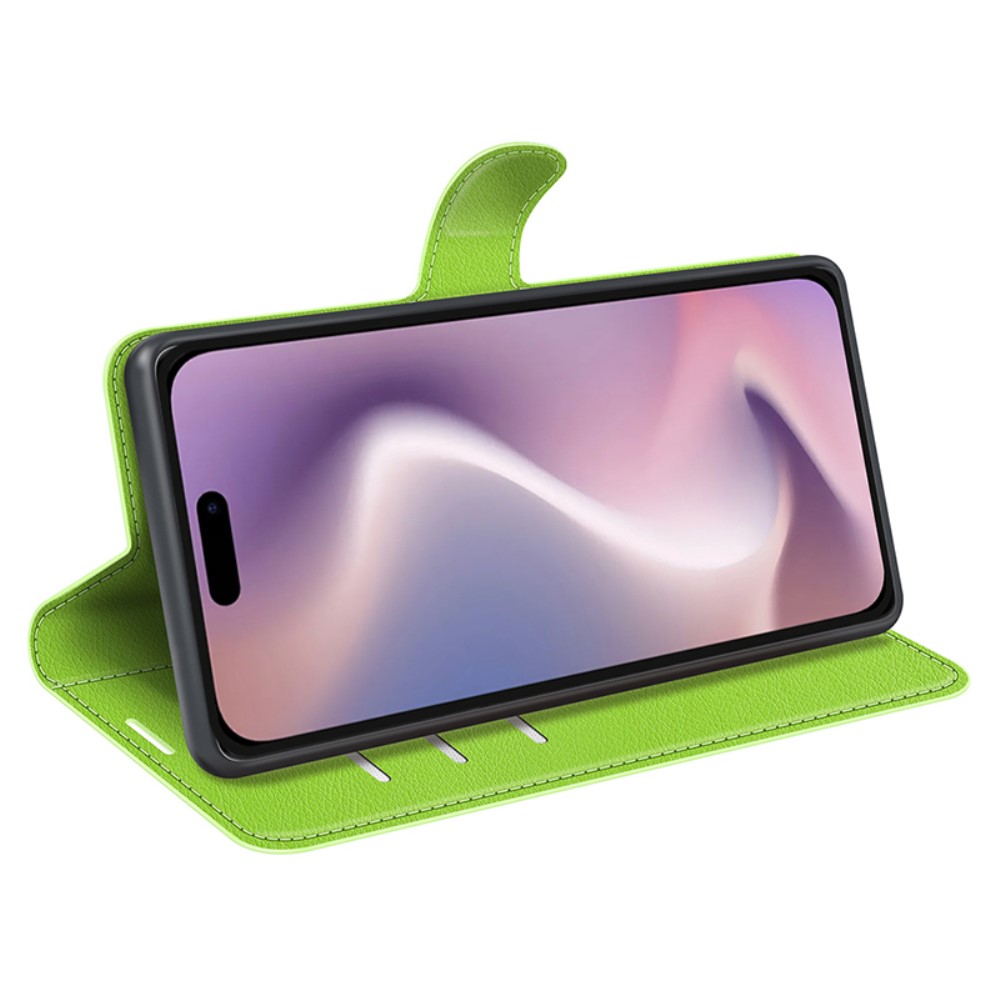  iPhone 16 Pro Max Fodral Litchi Läder Textur Grön