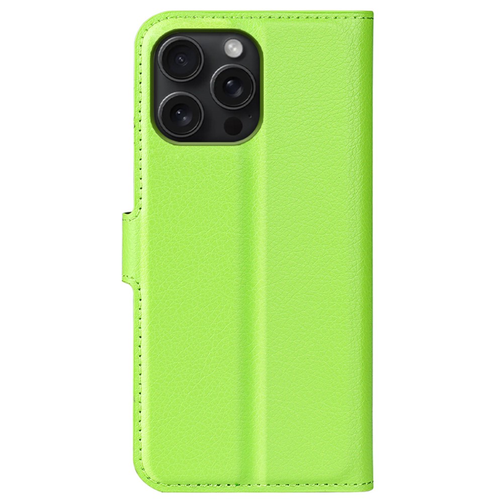  iPhone 16 Pro Max Fodral Litchi Läder Textur Grön