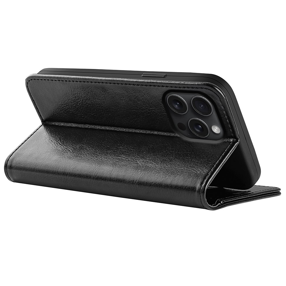  iPhone 16 Pro Max Fodral Läder Svart