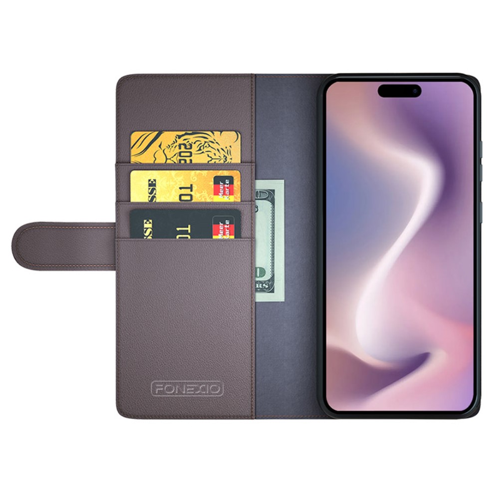  iPhone 16 Pro Max Fodral Äkta Läder Brun