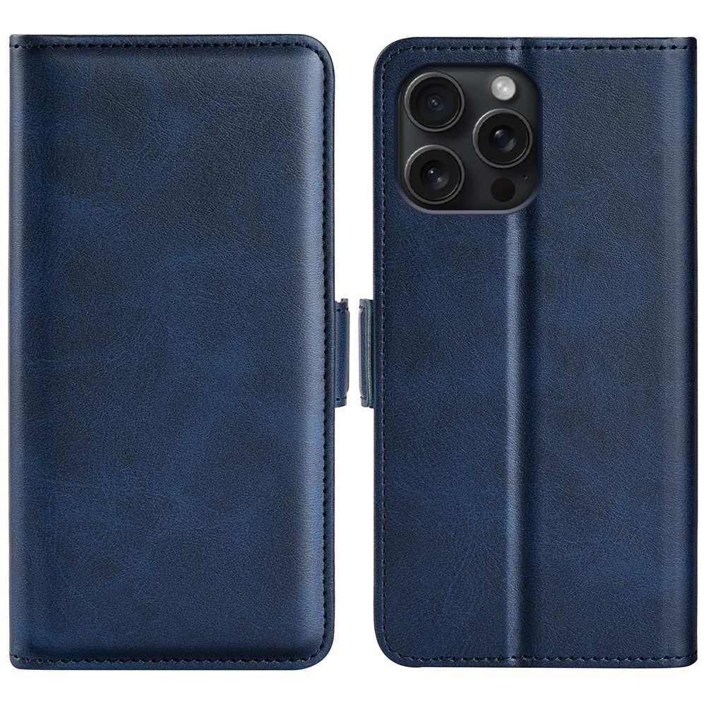  iPhone 16 Pro Max Fodral Flip Läder Mörk Blå
