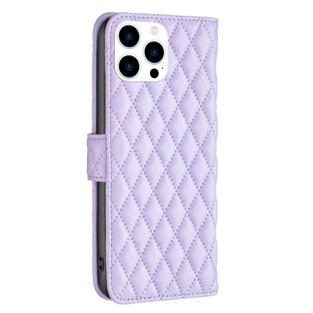  iPhone 16 Pro Max Fodral Diamond Läder Lila